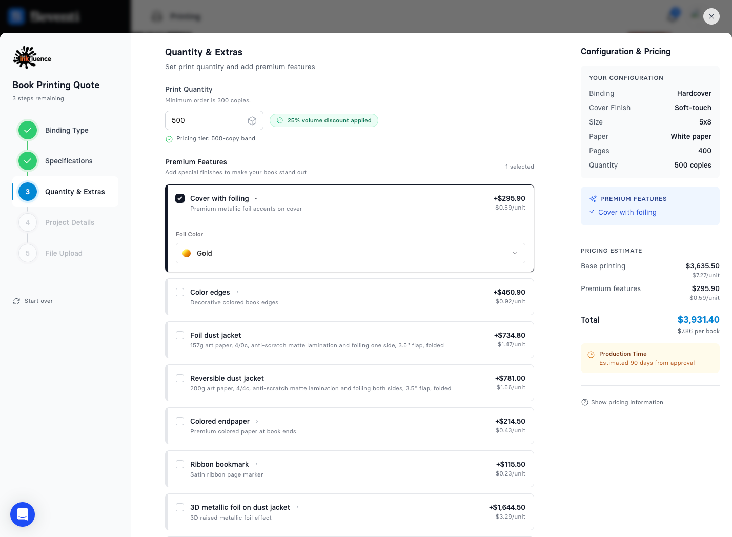 Beventi print calculator interface